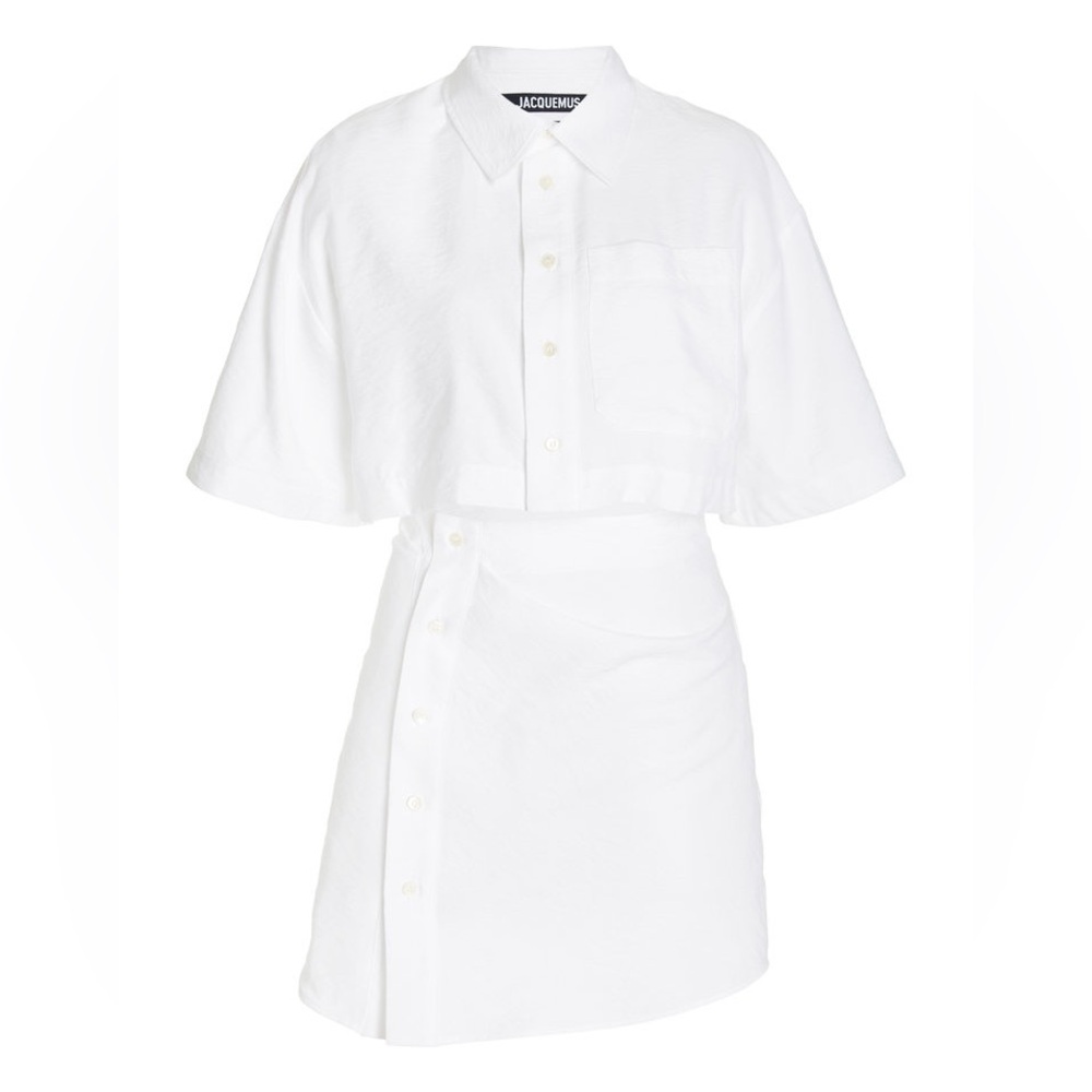 NWT Jacquemus La Robe Arles Poplin White Short Sleeve Button Shirt Mini Dress - Picture 7 of 13